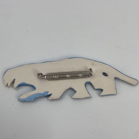 Vintage Blue Ceramic sabertooth tiger brooch - Picture 2 of 4